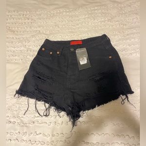 black jean shorts (high rise)